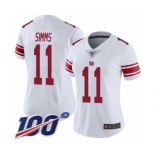 Women's New York Giants #11 Phil Simms White Vapor Untouchable Limited Player 100th Season Football Jersey