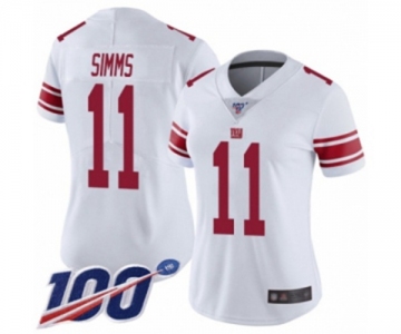 Women's New York Giants #11 Phil Simms White Vapor Untouchable Limited Player 100th Season Football Jersey