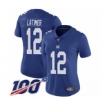 Women's New York Giants #12 Cody Latimer Royal Blue Team Color Vapor Untouchable Limited Player 100th Season Football Jersey