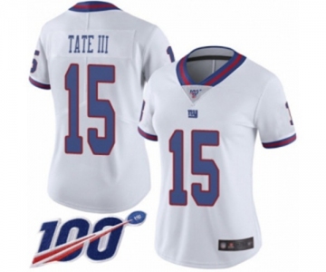 Women's New York Giants #15 Golden Tate III Limited White Rush Vapor Untouchable 100th Season Football Jersey