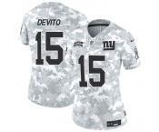 Women's New York Giants #15 Tommy DeVito 2024 F.U.S.E Arctic Camo Salute To Service Limited Stitched Football Jersey