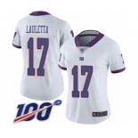 Women's New York Giants #17 Kyle Lauletta Limited White Rush Vapor Untouchable 100th Season Football Jersey