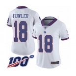 Women's New York Giants #18 Bennie Fowler Limited White Rush Vapor Untouchable 100th Season Football Jersey