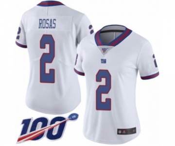 Women's New York Giants #2 Aldrick Rosas Limited White Rush Vapor Untouchable 100th Season Football Jersey