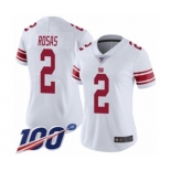 Women's New York Giants #2 Aldrick Rosas White Vapor Untouchable Limited Player 100th Season Football Jersey