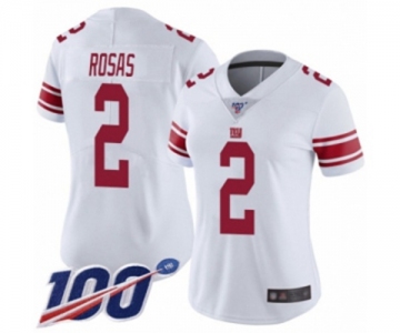 Women's New York Giants #2 Aldrick Rosas White Vapor Untouchable Limited Player 100th Season Football Jersey