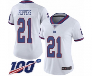 Women's New York Giants #21 Jabrill Peppers Limited White Rush Vapor Untouchable 100th Season Football Jersey