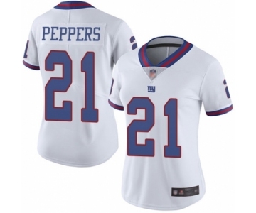 Women's New York Giants #21 Jabrill Peppers Limited White Rush Vapor Untouchable Football Jersey