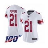 Women's New York Giants #21 Jabrill Peppers White Vapor Untouchable Limited Player 100th Season Football Jersey