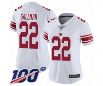 Women's New York Giants #22 Wayne Gallman White Vapor Untouchable Limited Player 100th Season Football Jersey