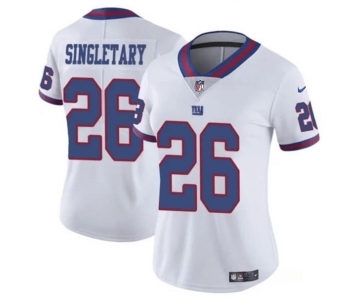 Women's New York Giants #26 Devin Singletary White Color Rush Stitched Jersey