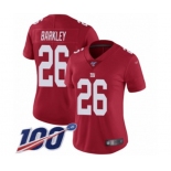 Women's New York Giants #26 Saquon Barkley Red Limited Red Inverted Legend 100th Season Football Jersey