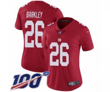 Women's New York Giants #26 Saquon Barkley Red Limited Red Inverted Legend 100th Season Football Jersey