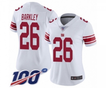 Women's New York Giants #26 Saquon Barkley White Vapor Untouchable Limited Player 100th Season Football Jersey