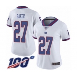 Women's New York Giants #27 Deandre Baker Limited White Rush Vapor Untouchable 100th Season Football Jersey