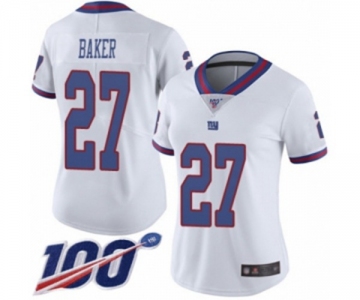 Women's New York Giants #27 Deandre Baker Limited White Rush Vapor Untouchable 100th Season Football Jersey