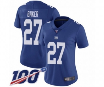 Women's New York Giants #27 Deandre Baker Royal Blue Team Color Vapor Untouchable Limited Player 100th Season Football Jersey