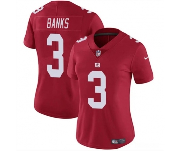 Women's New York Giants #3 Deonte Banks Red Vapor Stitched Jersey