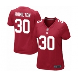 Women's New York Giants #30 Antonio Hamilton Game Red Alternate Football Jersey