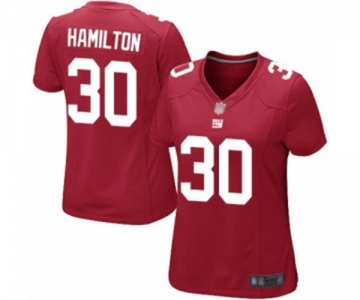 Women's New York Giants #30 Antonio Hamilton Game Red Alternate Football Jersey