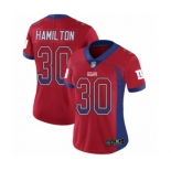 Women's New York Giants #30 Antonio Hamilton Limited Red Rush Drift Fashion Football Jersey