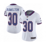 Women's New York Giants #30 Antonio Hamilton Limited White Rush Vapor Untouchable Football Jersey