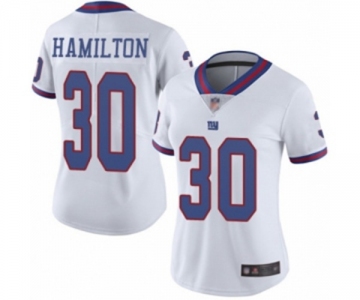 Women's New York Giants #30 Antonio Hamilton Limited White Rush Vapor Untouchable Football Jersey