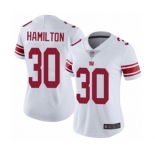 Women's New York Giants #30 Antonio Hamilton White Vapor Untouchable Limited Player Football Jersey