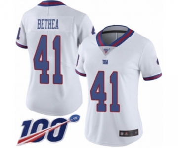 Women's New York Giants #41 Antoine Bethea Limited White Rush Vapor Untouchable 100th Season Football Jersey