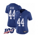 Women's New York Giants #44 Doug Kotar Royal Blue Team Color Vapor Untouchable Limited Player 100th Season Football Jersey