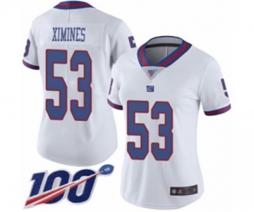 Women's New York Giants #53 Oshane Ximines Limited White Rush Vapor Untouchable 100th Season Football Jersey