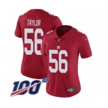 Women's New York Giants #56 Lawrence Taylor Red Limited Red Inverted Legend 100th Season Football Jersey