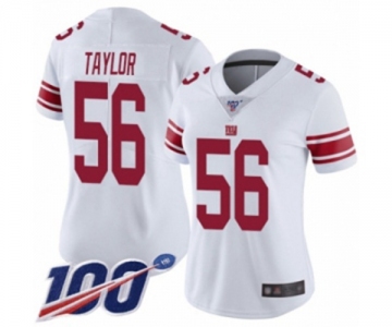 Women's New York Giants #56 Lawrence Taylor White Vapor Untouchable Limited Player 100th Season Football Jersey