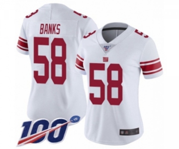 Women's New York Giants #58 Carl Banks White Vapor Untouchable Limited Player 100th Season Football Jersey