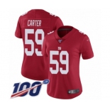 Women's New York Giants #59 Lorenzo Carter Red Limited Red Inverted Legend 100th Season Football Jersey