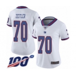 Women's New York Giants #70 Kevin Zeitler Limited White Rush Vapor Untouchable 100th Season Football Jersey