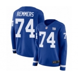 Women's New York Giants #74 Mike Remmers Limited Royal Blue Therma Long Sleeve Football Jersey