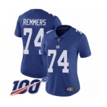 Women's New York Giants #74 Mike Remmers Royal Blue Team Color Vapor Untouchable Limited Player 100th Season Football Jersey