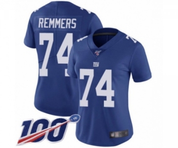 Women's New York Giants #74 Mike Remmers Royal Blue Team Color Vapor Untouchable Limited Player 100th Season Football Jersey