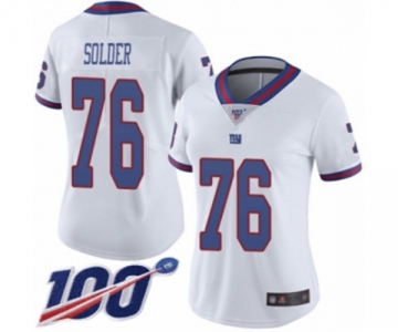 Women's New York Giants #76 Nate Solder Limited White Rush Vapor Untouchable 100th Season Football Jersey