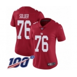 Women's New York Giants #76 Nate Solder Red Limited Red Inverted Legend 100th Season Football Jersey