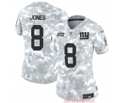 Women's New York Giants #8 Daniel Jones 2024 F.U.S.E Arctic Camo Salute To Service Limited Stitched Football Jersey