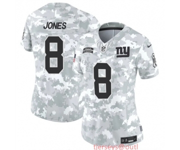 Women's New York Giants #8 Daniel Jones 2024 F.U.S.E Arctic Camo Salute To Service Limited Stitched Football Jersey