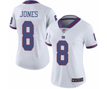 Women's New York Giants #8 Daniel Jones Limited White Rush Vapor Untouchable Football Jersey