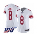 Women's New York Giants #8 Daniel Jones White Vapor Untouchable Limited Player 100th Season Football Jersey