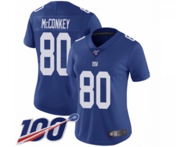 Women's New York Giants #80 Phil McConkey Royal Blue Team Color Vapor Untouchable Limited Player 100th Season Football Jersey