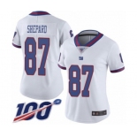 Women's New York Giants #87 Sterling Shepard Limited White Rush Vapor Untouchable 100th Season Football Jersey