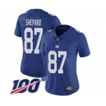 Women's New York Giants #87 Sterling Shepard Royal Blue Team Color Vapor Untouchable Limited Player 100th Season Football Jersey