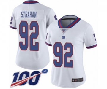 Women's New York Giants #92 Michael Strahan Limited White Rush Vapor Untouchable 100th Season Football Jersey