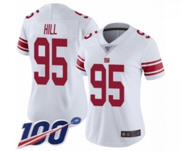 Women's New York Giants #95 B.J. Hill White Vapor Untouchable Limited Player 100th Season Football Jersey